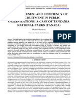 Effectiveness and Efficiency of E-Recruitment in Public Organizations: A Case of Tanzania National Parks (Tanapa)