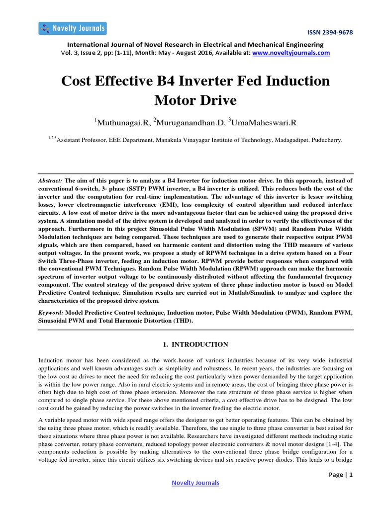 Cost Effective B4 Inverter Fed Induction Motor Drive Descargar gratis