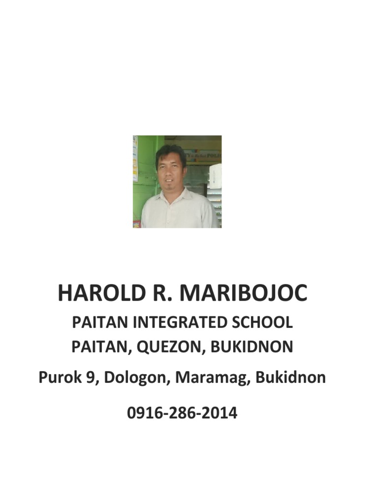 Harold R. Maribojoc: Paitan Integrated School Paitan, Quezon, Bukidnon ...