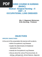 B.SC Degree Course in Nursing (Basic) Medical - Surgical Nursing - II Unit - X Occupational Lung Diseases