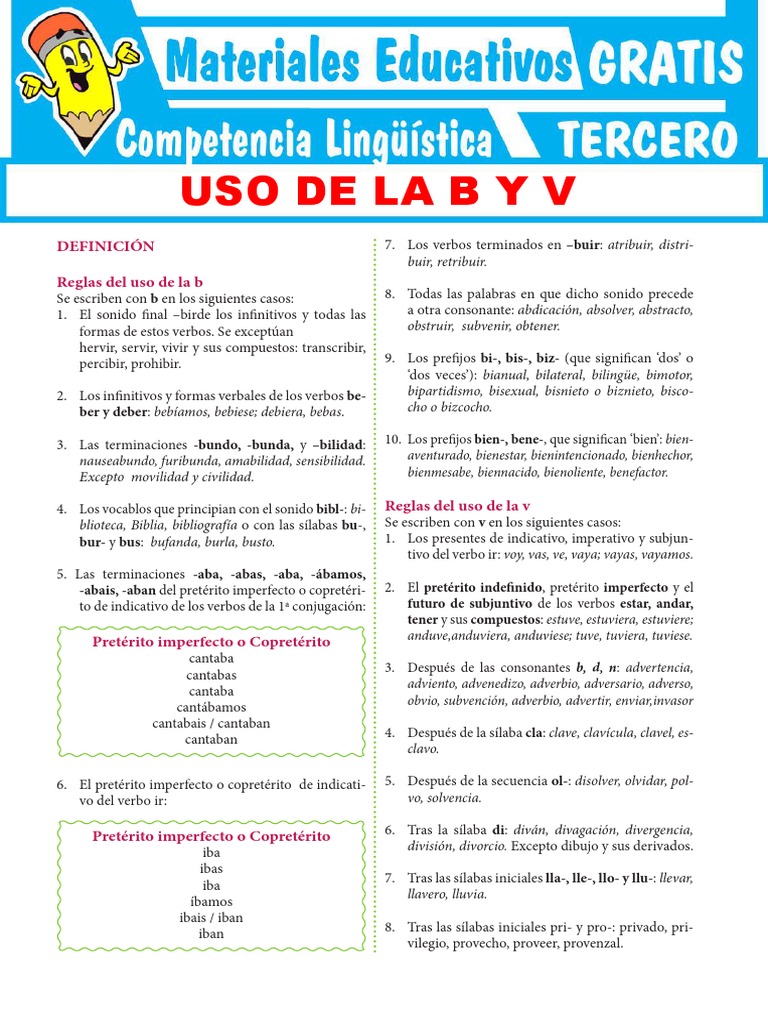 Uso de la B y V en Secundaria y Primaria | PDF | Mecánica del lenguaje ...