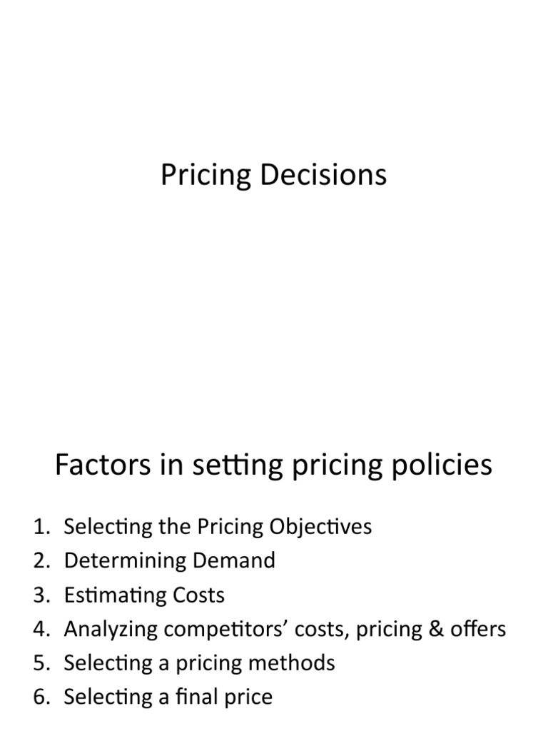 Pricing Decision | PDF | Demand | Pricing