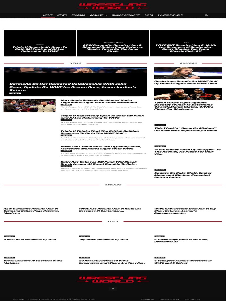 Wrestling News and Rumors From WWE and AEW WrestlingWorld PDF Wwe Wwe Shows