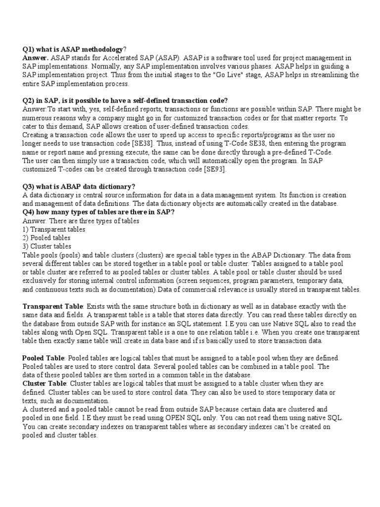 Sap QB | PDF | Database Index | Databases