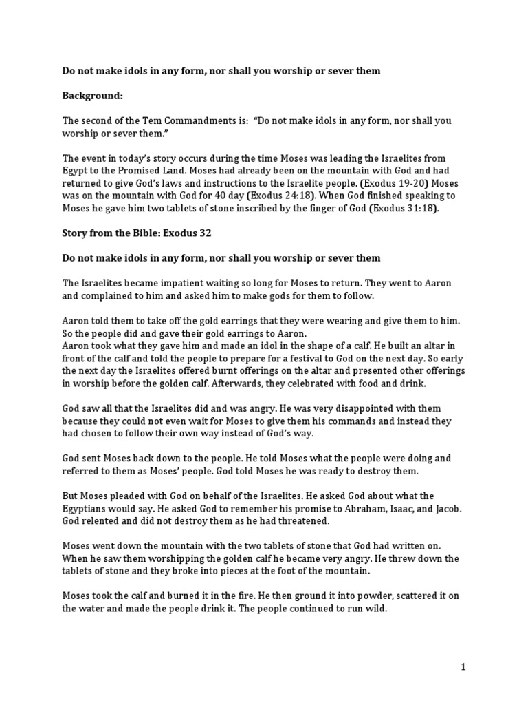 Ch08 Do Not Make Idols PDF Book Of Exodus Aaron