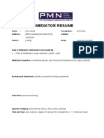 Mediator Resume: (Full Name) (Full Time) (Office Including The Name of The Institution) (Office) (Must Be Included)