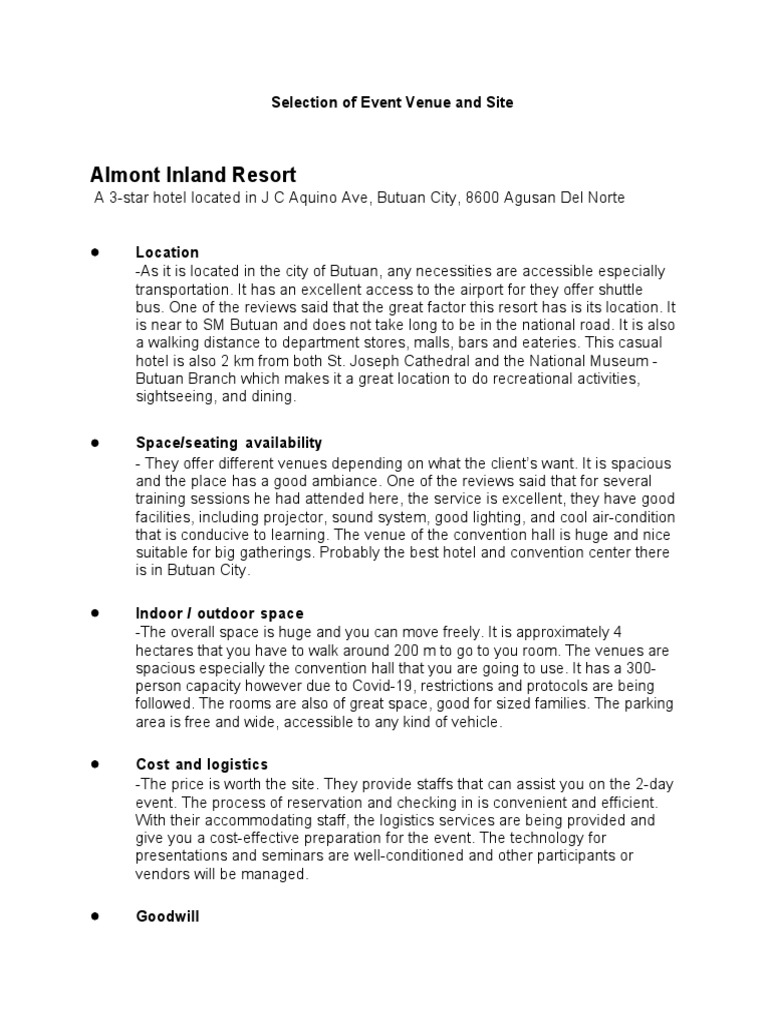 Almont Inland Resort Event Venue Guide | PDF | Accessibility