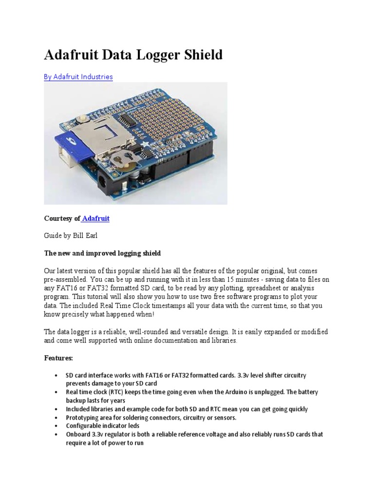 Data Logger Shield | PDF | Arduino | Comma Separated Values