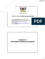 Precedence Network Analysis: Civ4101 Civil Engineering Management
