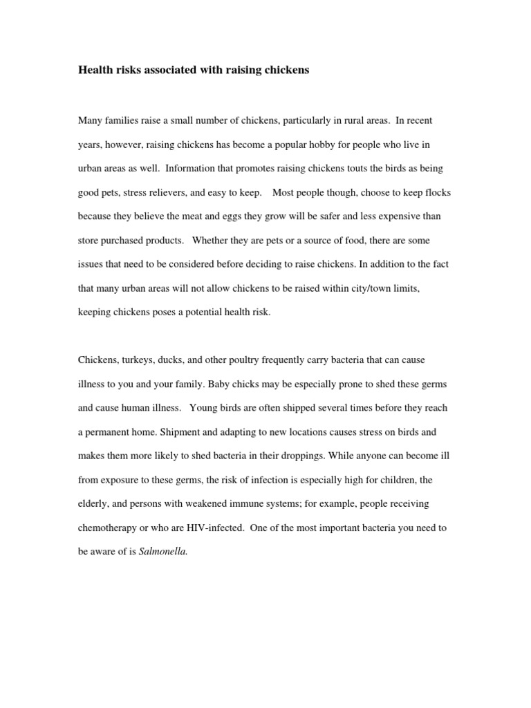 Health Risks of Raising Chickens | PDF | Lifestyle