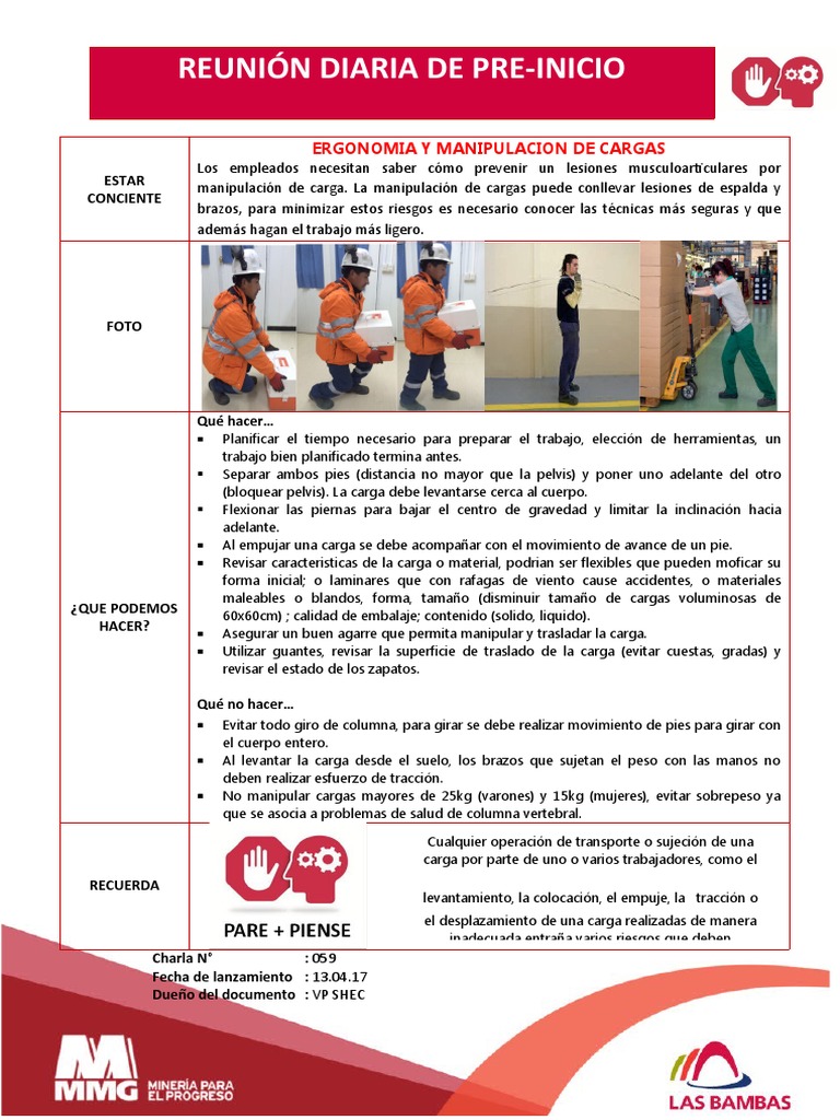 Ergonomía en el Manejo de Cargas | PDF | Factores humanos y ergonomía