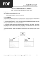 Object-Oriented Programming Lab 7: Polymorphism, Abstraction