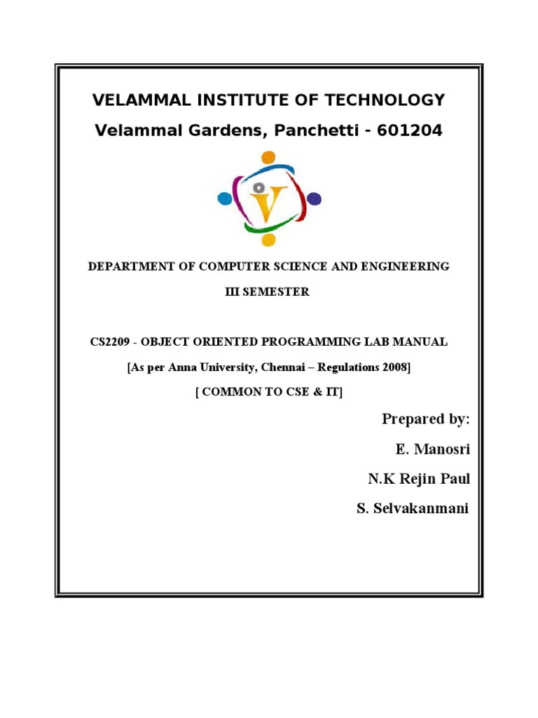 CS2209 - Oops Lab Manual | PDF | Constructor (Object Oriented ...