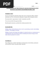 Determination of Enthalpy Between Magnesium and HCL