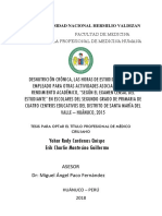 DESNUTRICIÓN CRÓNICA, LAS HORAS DE ESTUDIO Y EL TIEMPO Empleado para Otras Actividades Asociados Con El Rendimiento Academico en Escolares