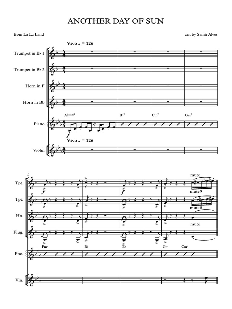 ANOTHER DAY OF SUN - Brass Full Score | PDF, image size:768x1024