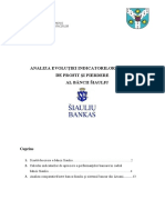 Analiza Evoluţiei Indicatorilor Din Contul de Profit Şi Pierdere Al Băncii Šiauliu