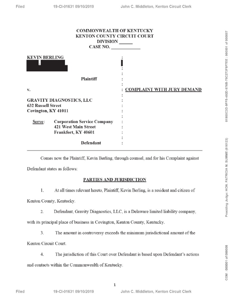 2019.09.10 Complaint With Jury Demand - ECF - Redacted | PDF