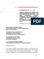 Emite CNDH Recomendaciones A Autoridades Federales y Estatales Por Caso de Violación A Menores en Edomex