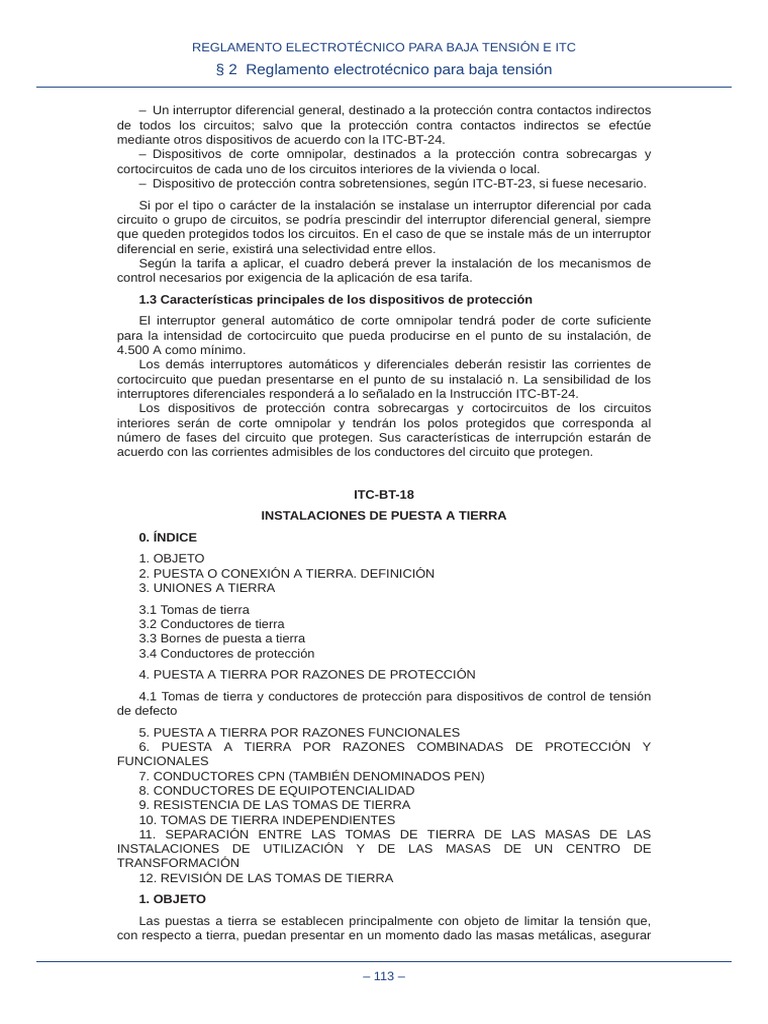 ITC Baja Tensión Overview | PDF