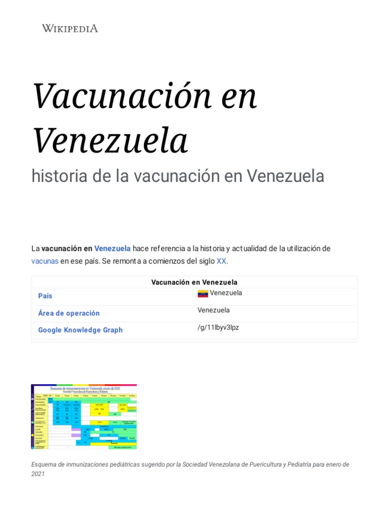 Vacunación En Venezuela Wikipedia La Enciclopedia Libre Pdf