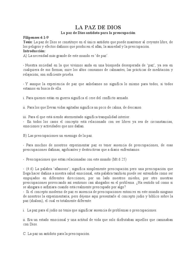 La Paz de Dios | PDF | Paz | Oración