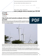 Cabo Verde Prevê Aumentar Produção Elétrica Renovavel Para 250 MW Até 2030