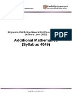 Additional Mathematics (Syllabus 4049) : Singapore-Cambridge General Certificate of Education Ordinary Level (2023)