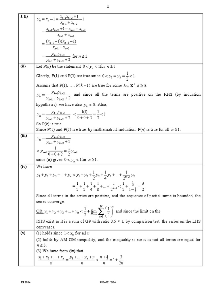2014 RI (Yr6) H3 Math Prelim (Student Solutions) | PDF | Economic ...