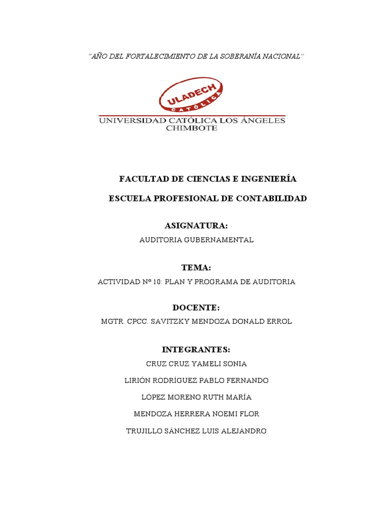 Plan y Programa de Auditoría Gubernamental | PDF | Auditoría | Business