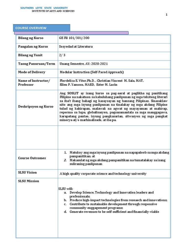 Soslit Modyul-1 | PDF