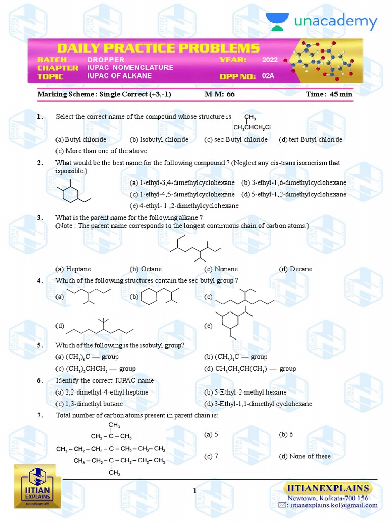 13 DPP 2 New Batch A-N +ans For Students | PDF | Alcohol | Acetic Acid