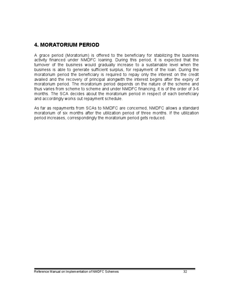 Moratorium Period for NMDFC Loans | PDF | Business | Finance & Money ...
