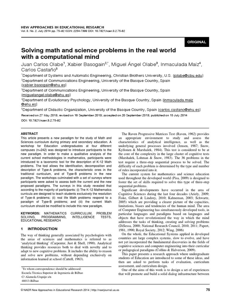 Solving Math and Science Problems in The Real World With A Computational Mind PDF