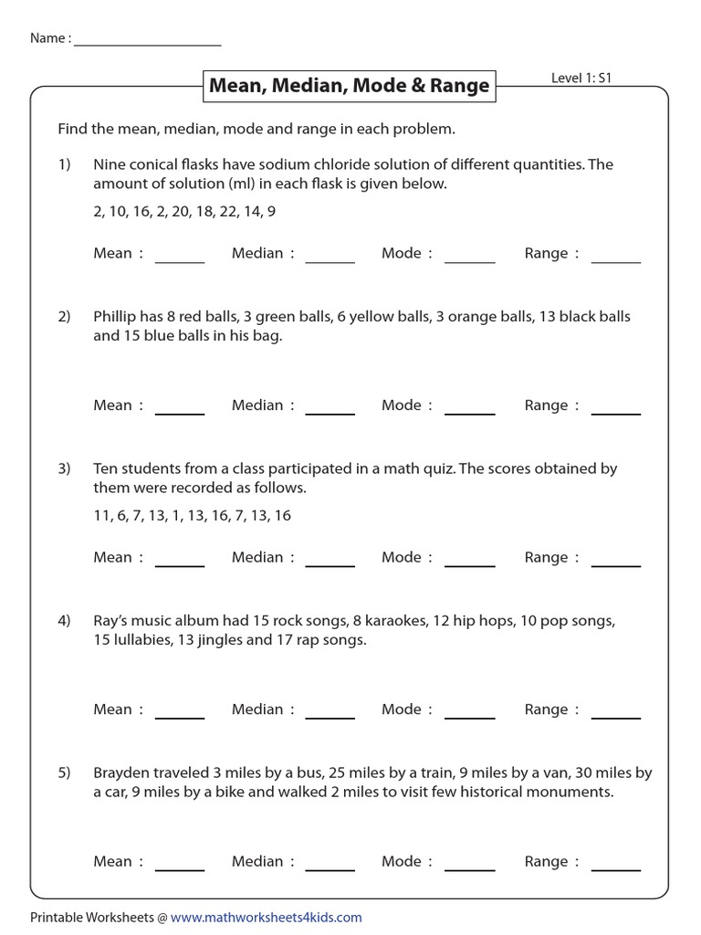 Mean Median Mode Range | PDF | Chemical Substances | Chemistry