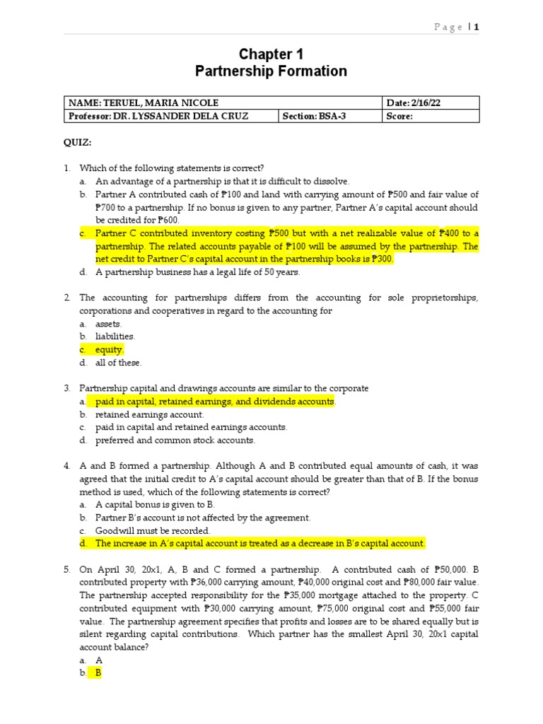 Afar302 A PF 1 Download Free PDF Retained Earnings Partnership