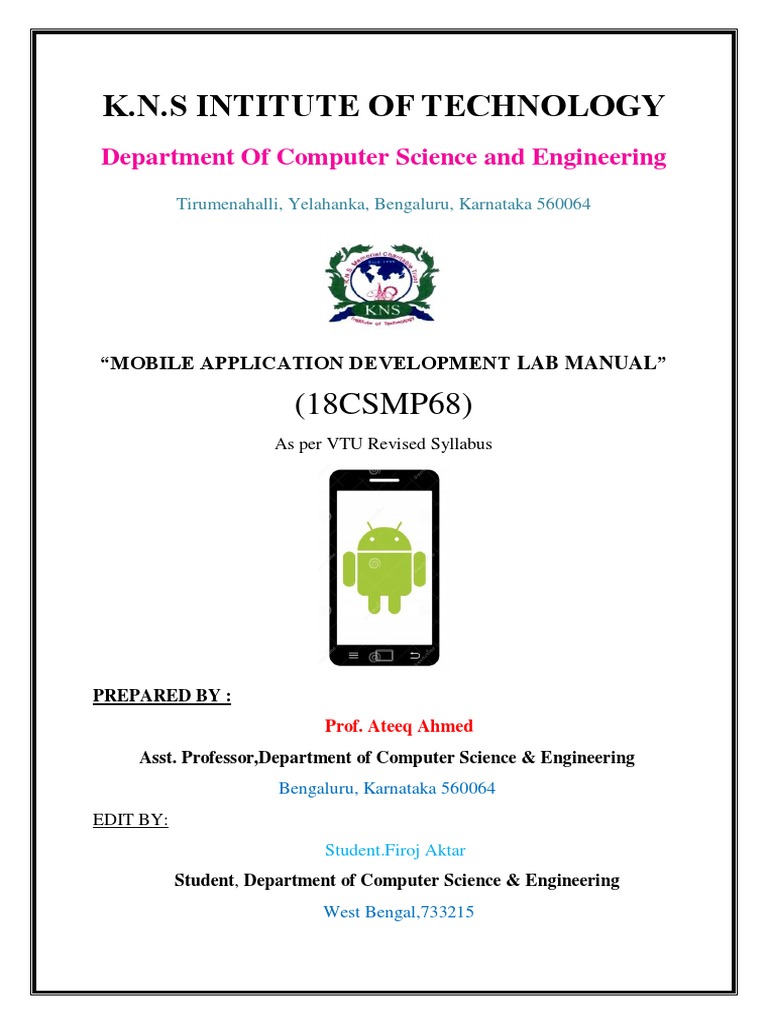 Mobile App Development Lab Manual | PDF | Android (Operating System ...