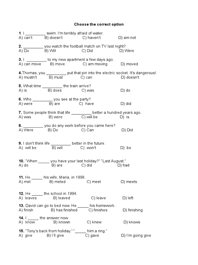 Multiple Choice Test | PDF
