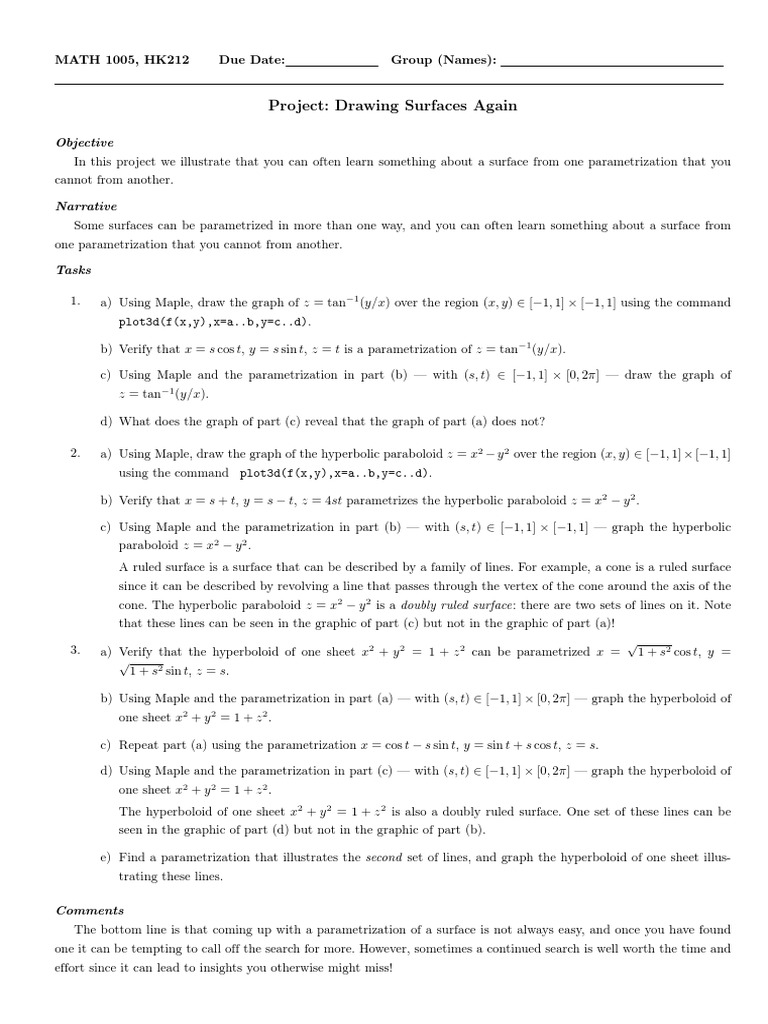 Project 06 Drawingsurfacesagain | Download Free PDF | Mathematical ...