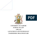 University of Nairobi School of Law GPR: 325 Law Science and Technology G34/38118/2016: SHALOM RUGARI