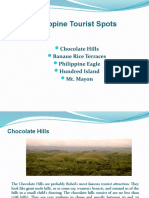 Philippine Tourist Spots: Chocolate Hills Banaue Rice Terraces Philippine Eagle Hundred Island Mt. Mayon