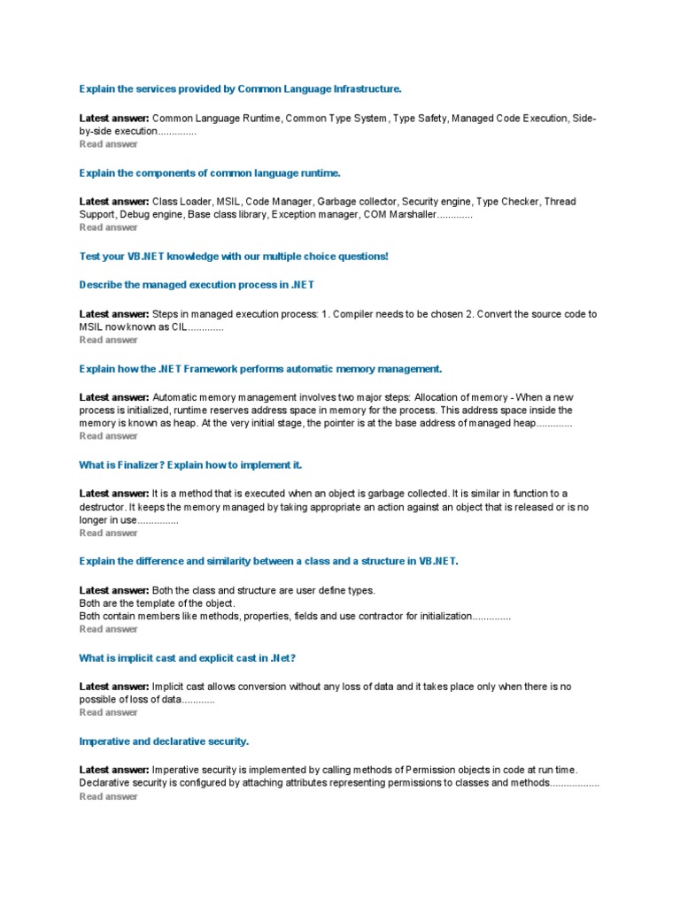 Services of Common Language Infrastructure | PDF | Language Integrated ...