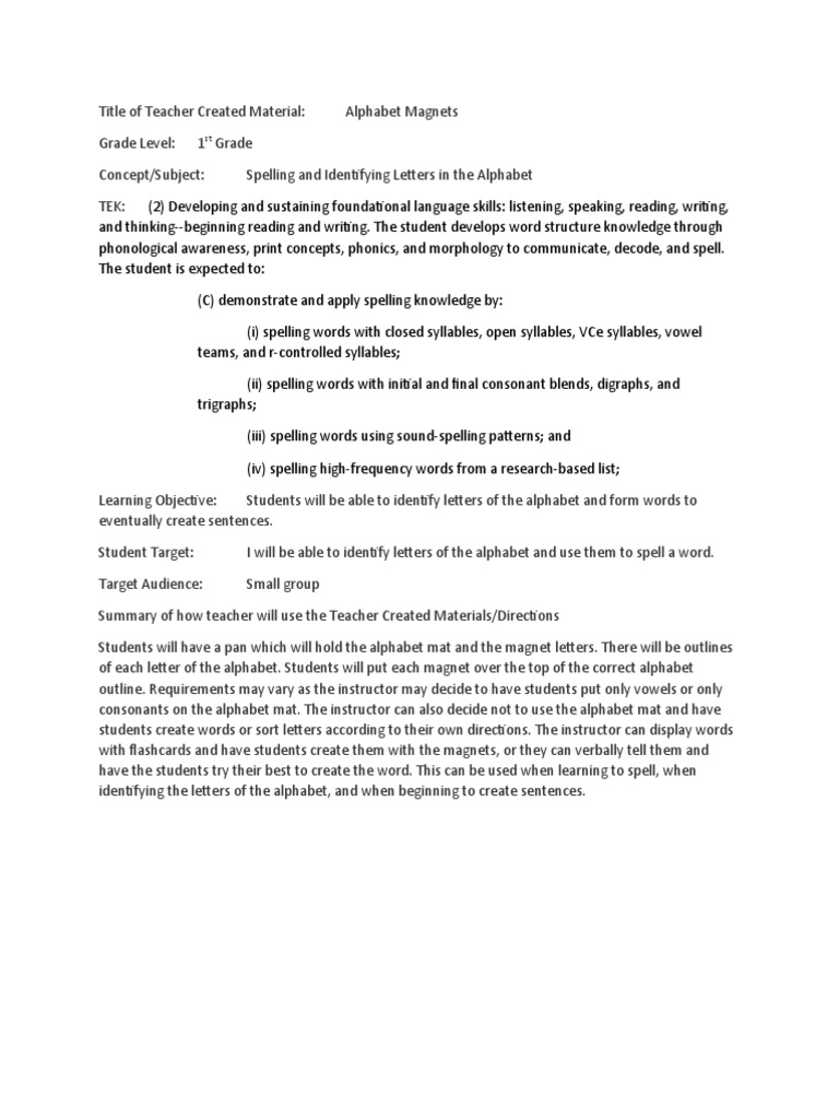 Teacher Created Materials Summary PDF