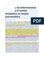 El Vínculo, Las Intervenciones Técnicas y El Cambio Terapéutico en Terapia Psicoanalítica - Jimenez