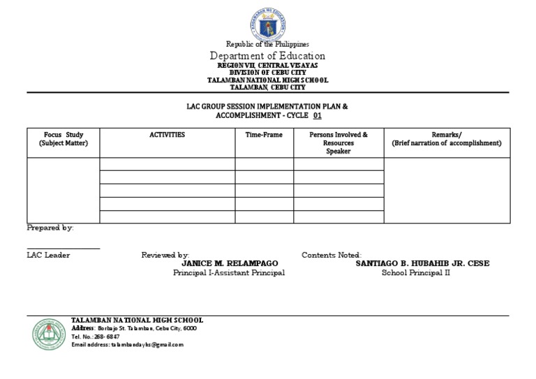 Lac Group Session Implementation Plan | PDF