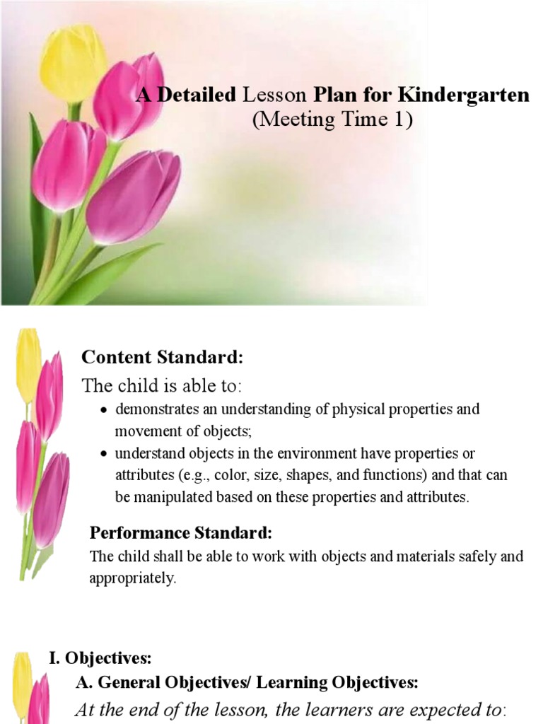 Lesson Plan For Kindergarten COT PDF