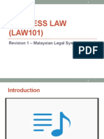Business Law (LAW101) : Revision 1 - Malaysian Legal System 1