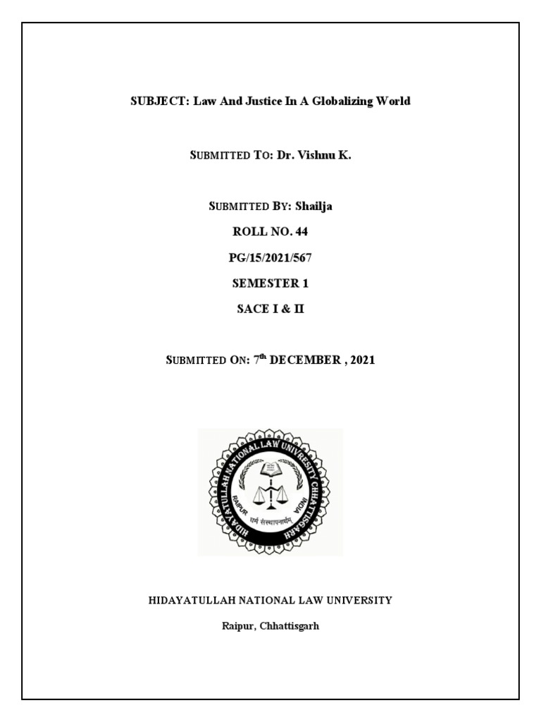 Law and Justice in A Globalizing World Sem 1 | PDF | Crime & Violence