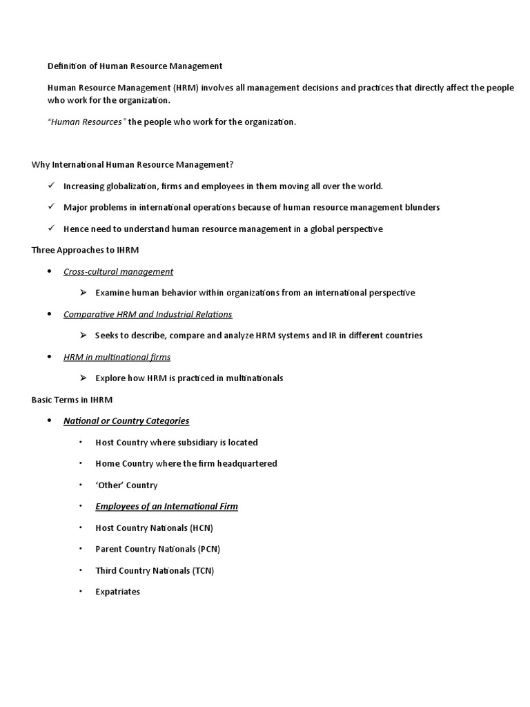 Understanding International HR Management | PDF | Human Resource ...