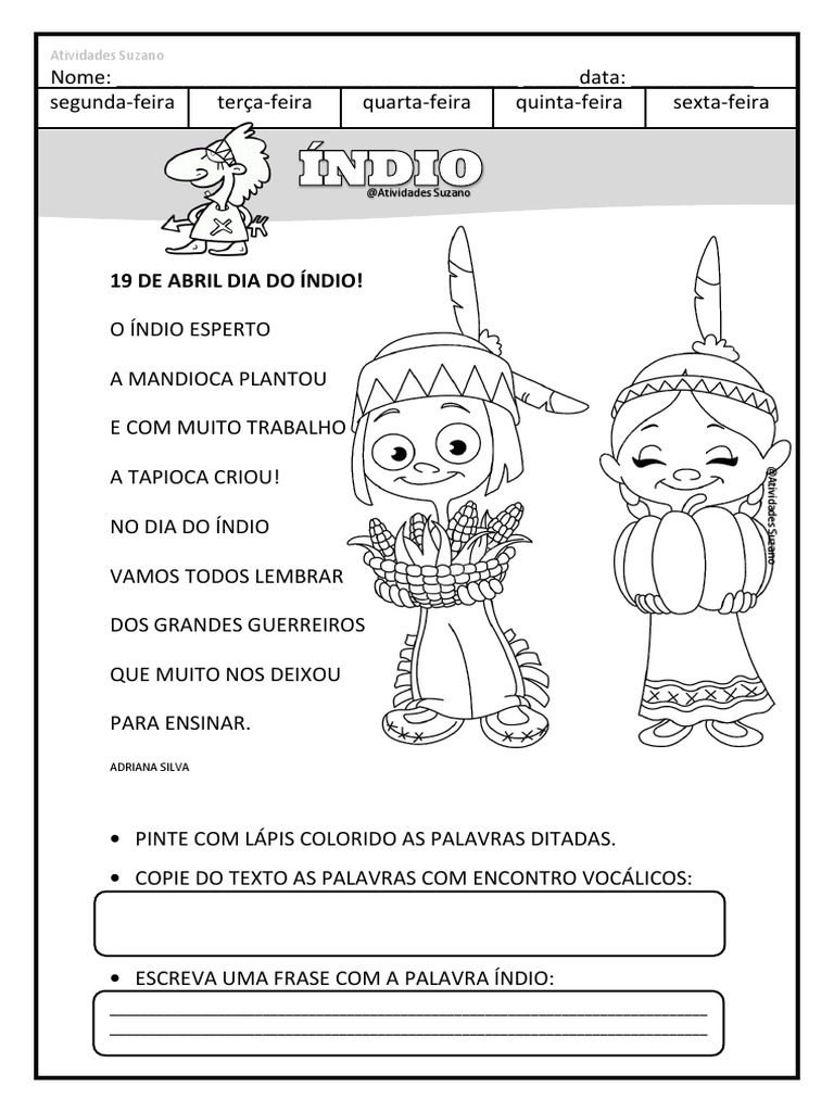 Dia Do Índio Texto Com Atividades | PDF
